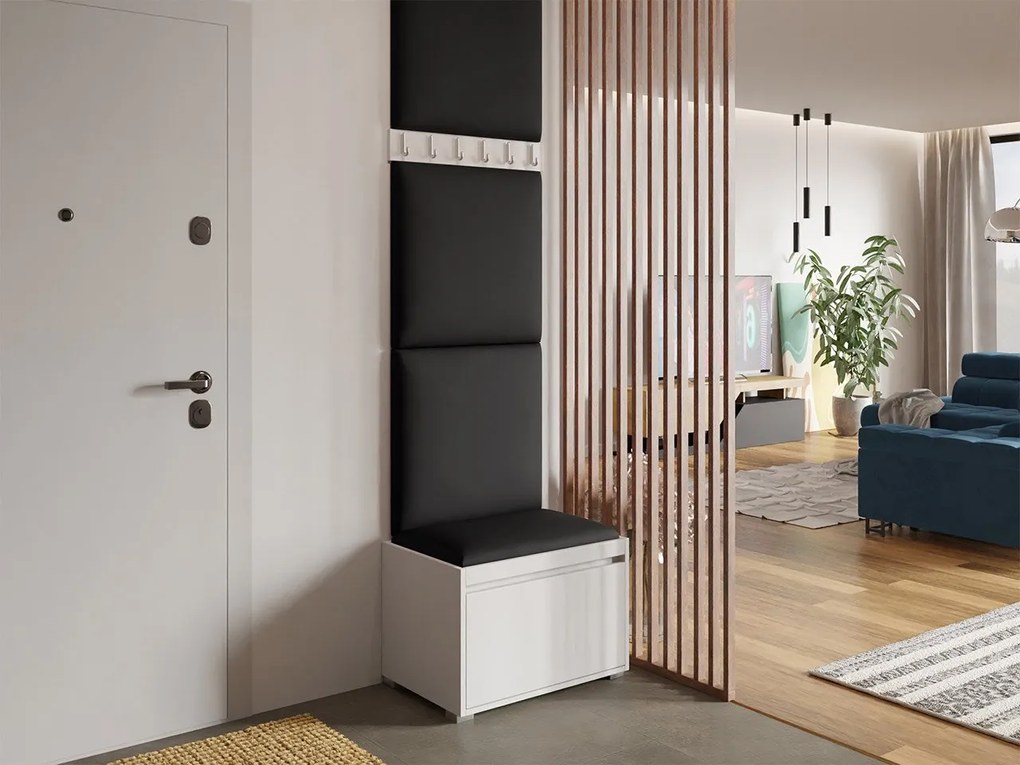 Mobilier pentru hol Leon 60 VII (Alb + piele ecologică Soft 011). 1059577