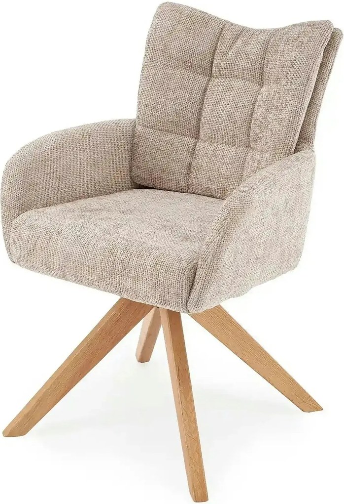 Scaun rotativ K540, bej/stejar, stofa/lemn, 60x63x89 cm