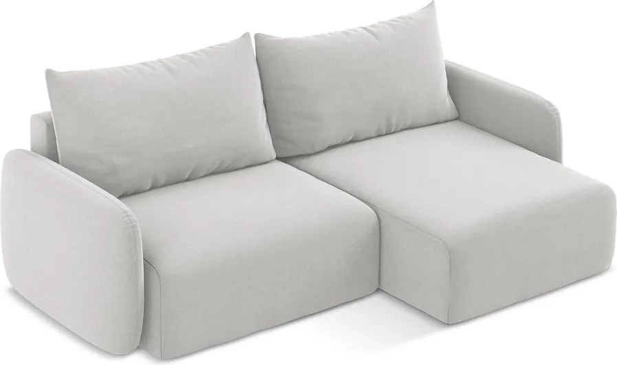 Colțar gri deschis extensibil/cu spațiu de depozitare cu tapițerie din catifea (cu colț pe partea dreaptă/cu șezlong) Kalena – Makamii