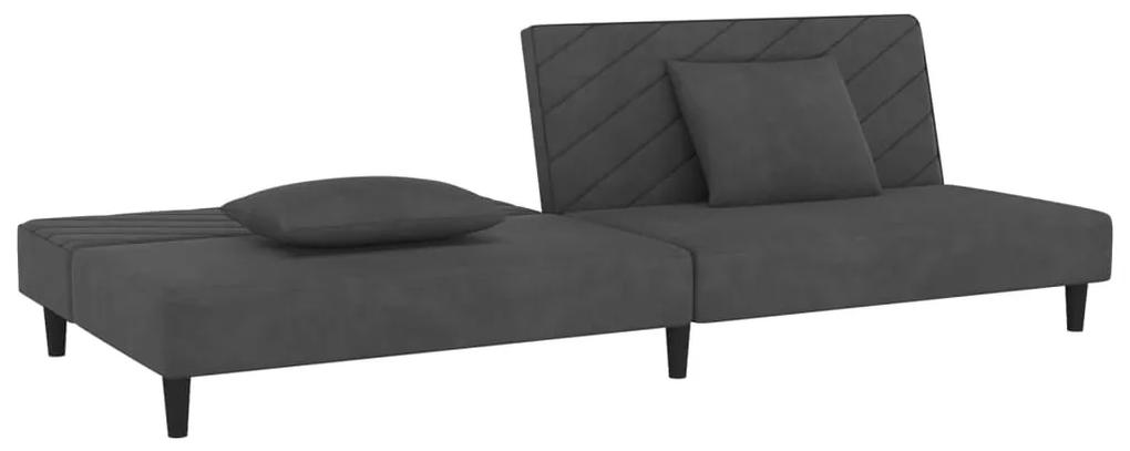 Canapea extensibila cu 2 locuri, 2 perne, gri inchis, catifea Morke gra, Fara scaunel pentru picioare Fara scaunel pentru picioare