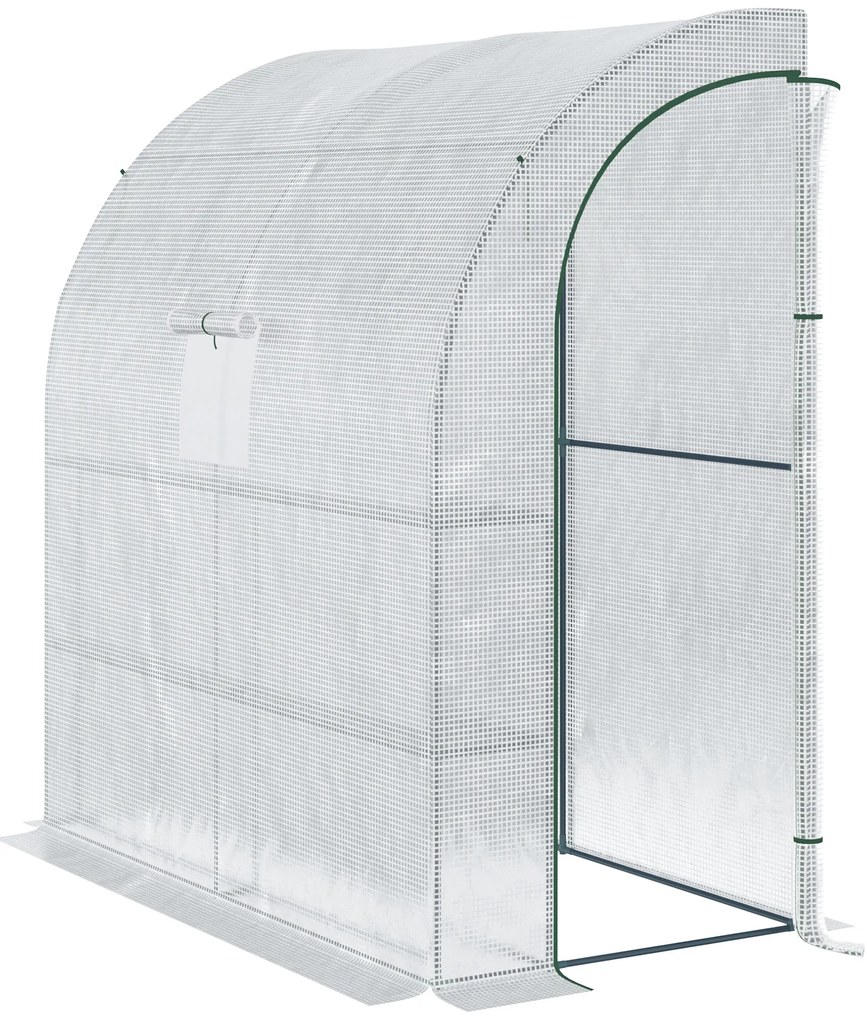 Outsunny Seră de grădină PE cu rafturi 3 nivele, seră de balcon, pânză consolidată 140 g/m², structură din oțel, 2 uși rulabile cu fermoar, pentru legume plante flori, 200 x 100 x 215 cm, alb | Aosom Romania