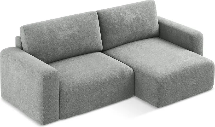 Colțar gri extensibil/cu spațiu de depozitare cu tapițerie din chenille (cu colț pe partea dreaptă/cu șezlong) Kona – Makamii