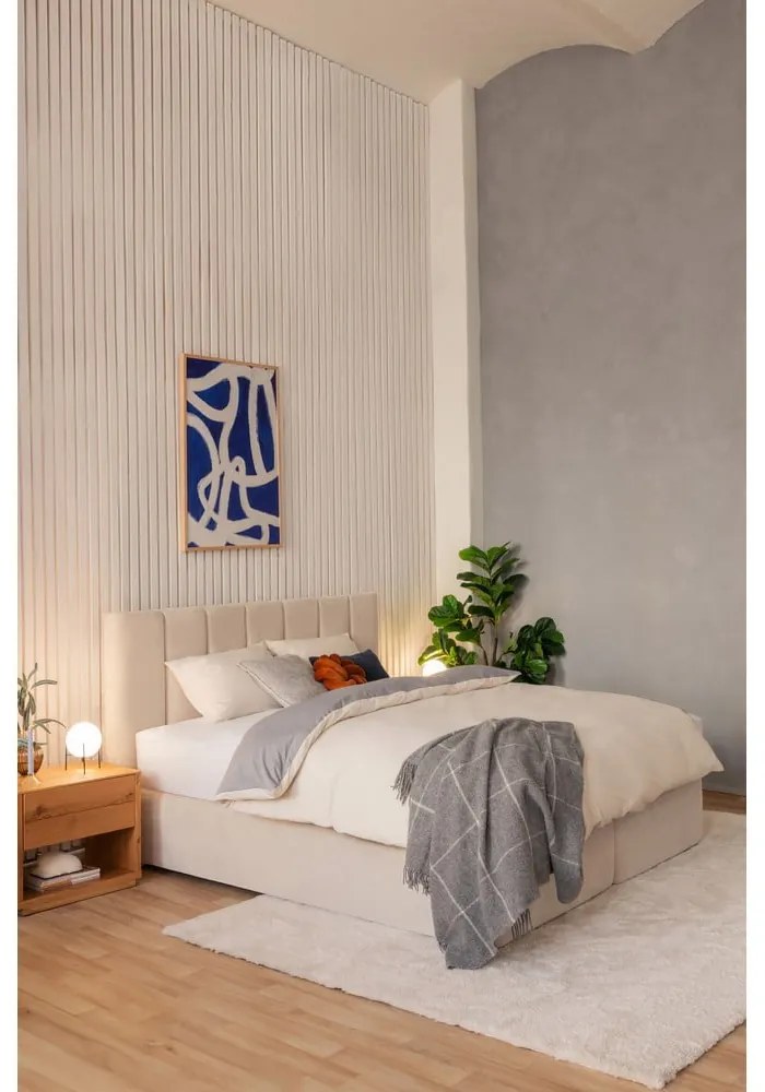 Pat boxspring bej 160x200 cm Olia Bold Line – Bonami Selection
