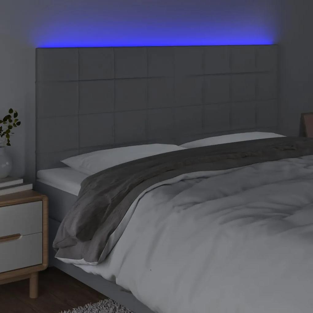 Tablie de pat cu LED, gri deschis, 180x5x118 128 cm, textil 1, Gri deschis, 180 x 5 x 118 128 cm