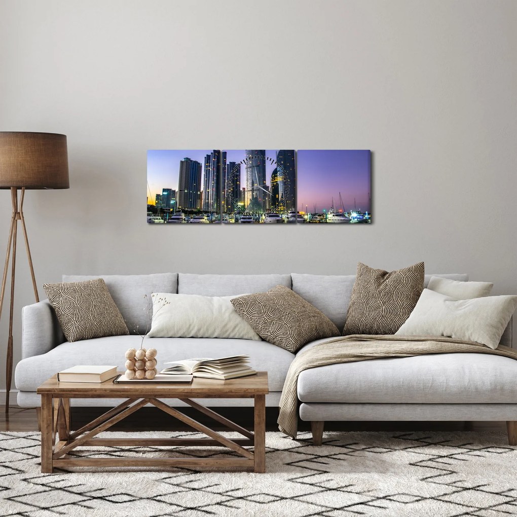 Tablou cu iahturi și zârie-norii (cu ceas) (90x30 cm)