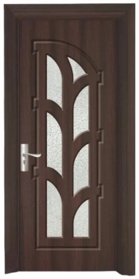 Usa Interior din MDF Novo Doors ND308, Cadru din Lemn Masiv, Geam Sablat, KIT COMPLET, Toc , Manere si balamale incluse (Culoare: Alb, Toc: Fix,