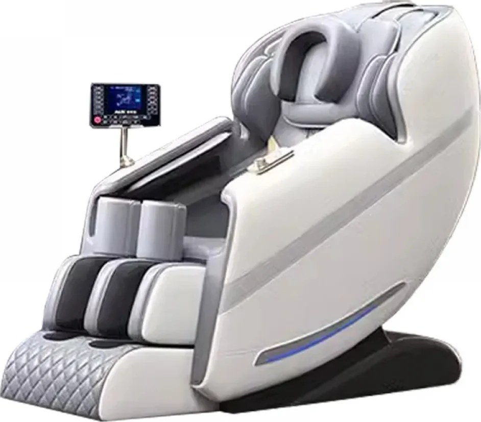 RESIGILAT- Fotoliu de masaj VETURIUS ULTRA PRO, Incalzire, Bluetooth, Display, Ecran tactil, Controler rapid cotiera, Zero Gravity, Boxe, Moduri Automate, Suport Picioare extensibil, Piele Ecologica Premium, Bej