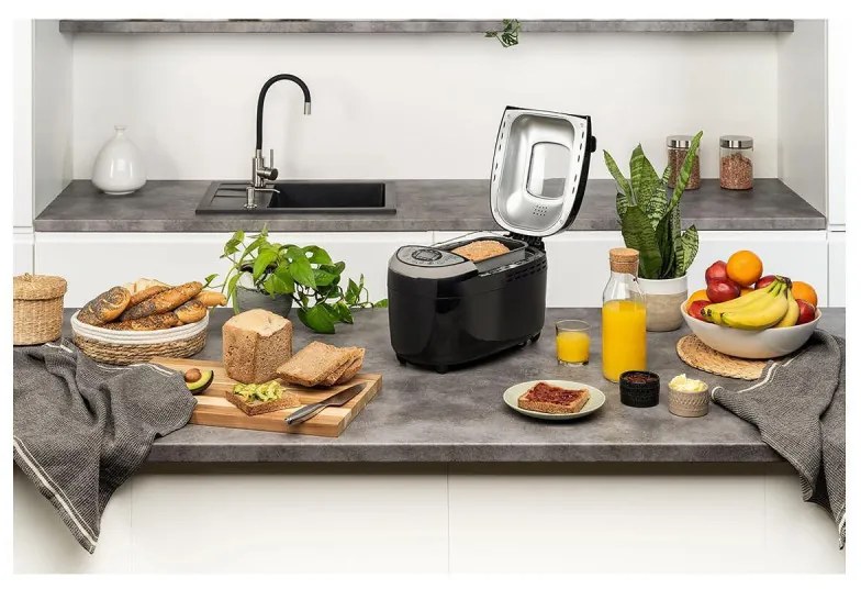 Masina de facut paine FIRST FA-5152-3-BA, 850W, 1.25 kg, 12 programe, Timer, Acoperire antiaderenta, Negru/inox