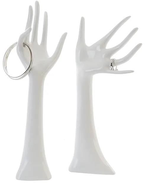 Set 2 suporturi de bijuterii Hand, rasina, alb, 31 cm