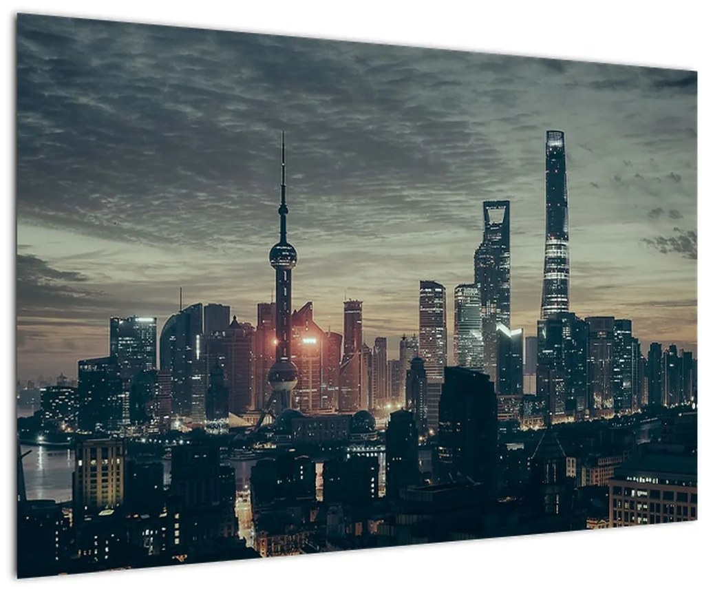Tablou cu orașul în amurg (90x60 cm)