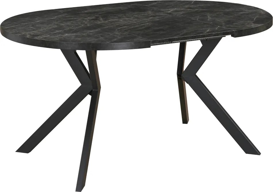 Masă de sufragerie extensibilă, beton închis/negru, 100-250x75,5 cm, LUKOS