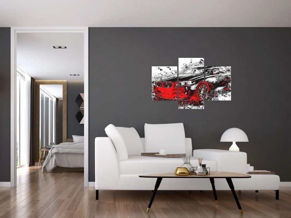 Tablou - Mașina pictată în acțiune (90x60 cm)