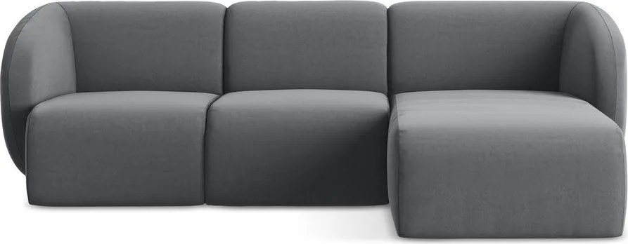 Colțar gri cu tapițerie din catifea (cu colț pe partea dreaptă/cu șezlong) Lani – Makamii