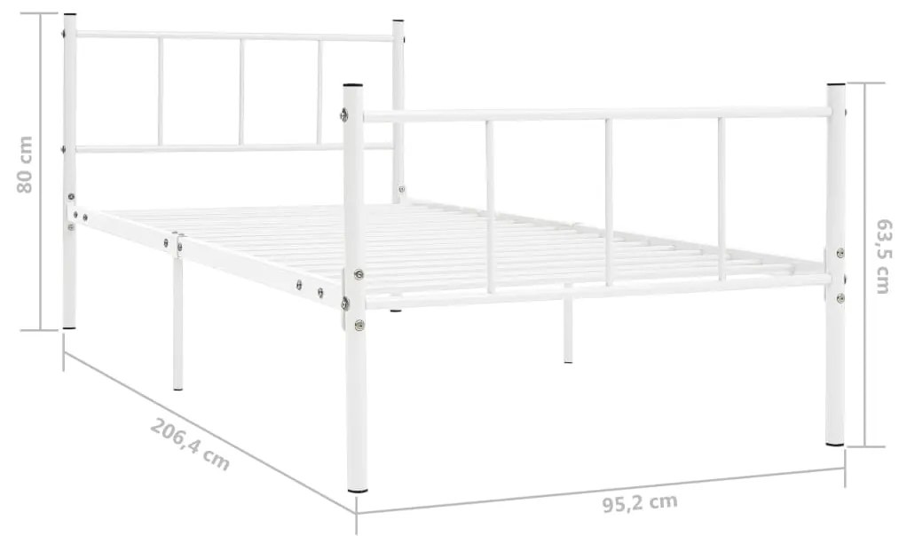 Cadru de pat, alb, 90 x 200 cm, metal Alb, 90 x 200 cm