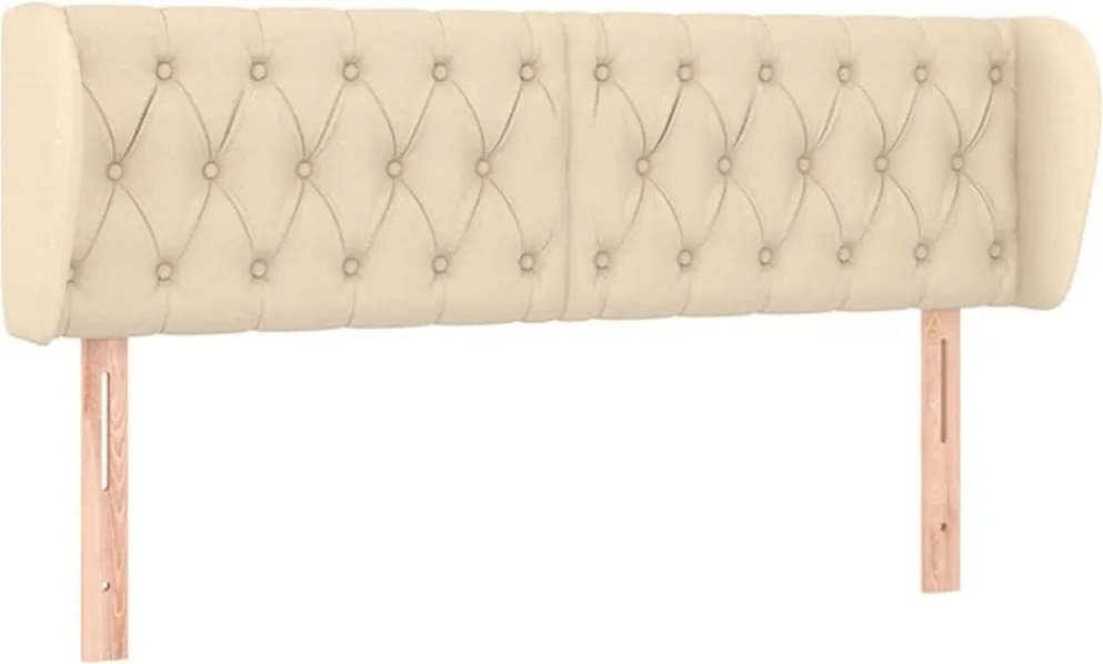vidaXL Tăblie de pat cu aripioare crem 147x23x78/88 cm material textil