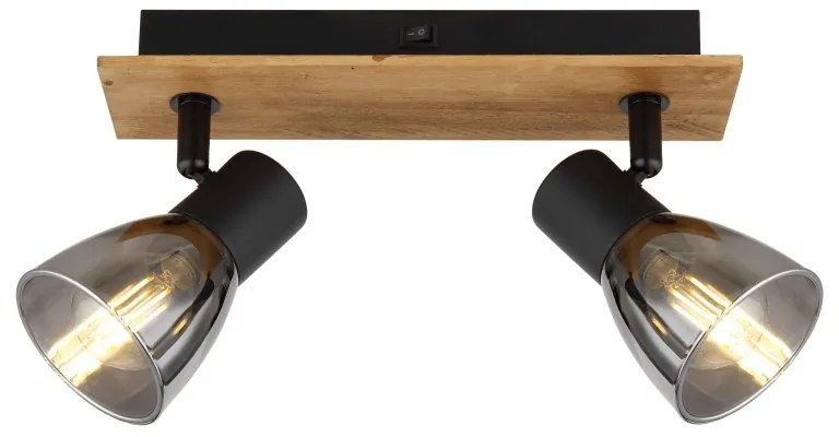 Aplica de perete / tavan cu 2 spoturi directionabile design modern CLAUDE negru, maro