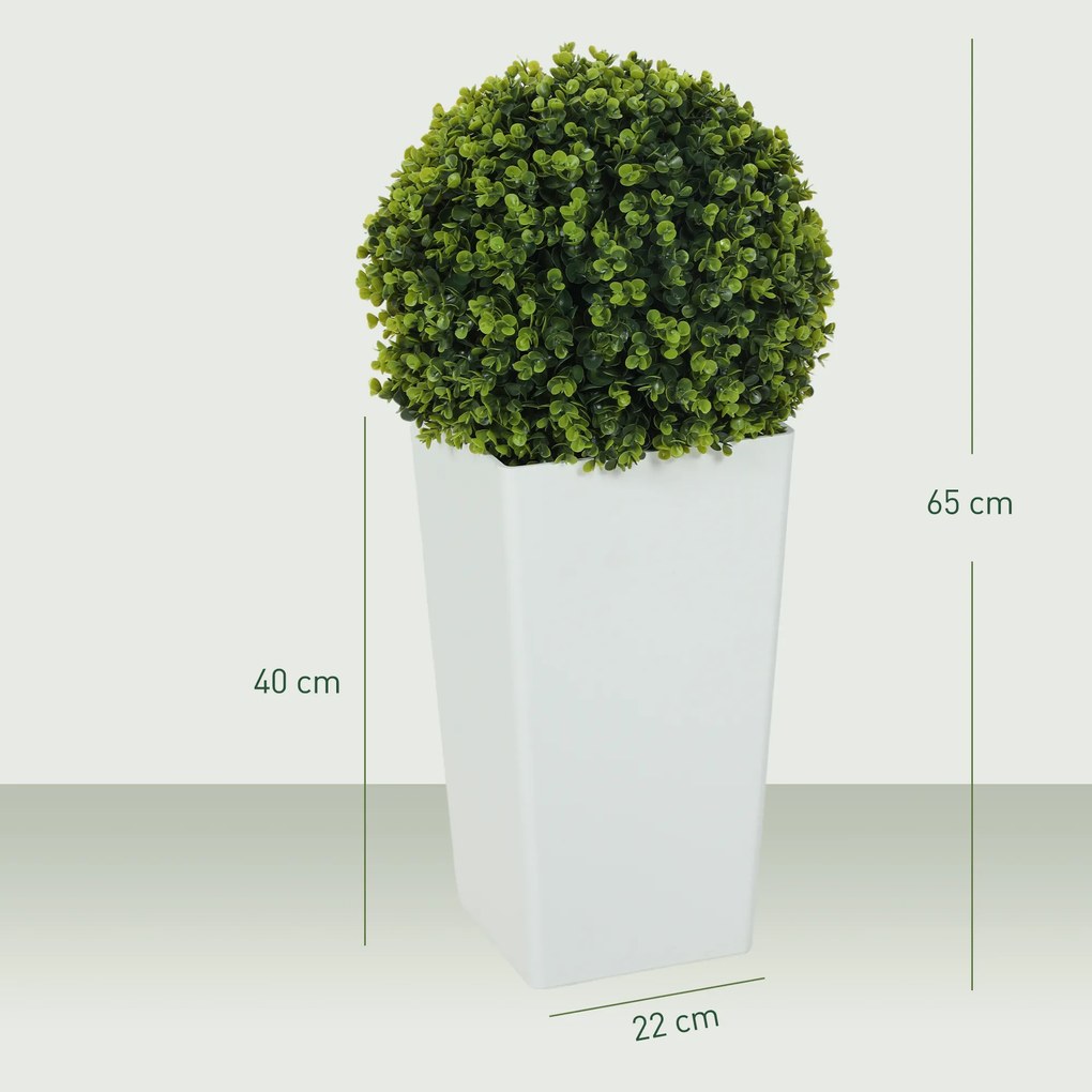 HOMCOM Set 2 bile artificiale eucalipt 65 cm plantă artificială cu protecție UV, 330 frunze în ghiveci, verde | Aosom Romania