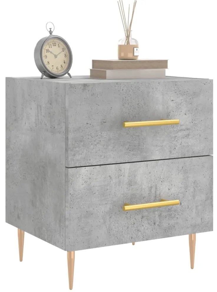 Noptiere, 2 buc., gri beton, 40x35x47,5 cm, lemn compozit