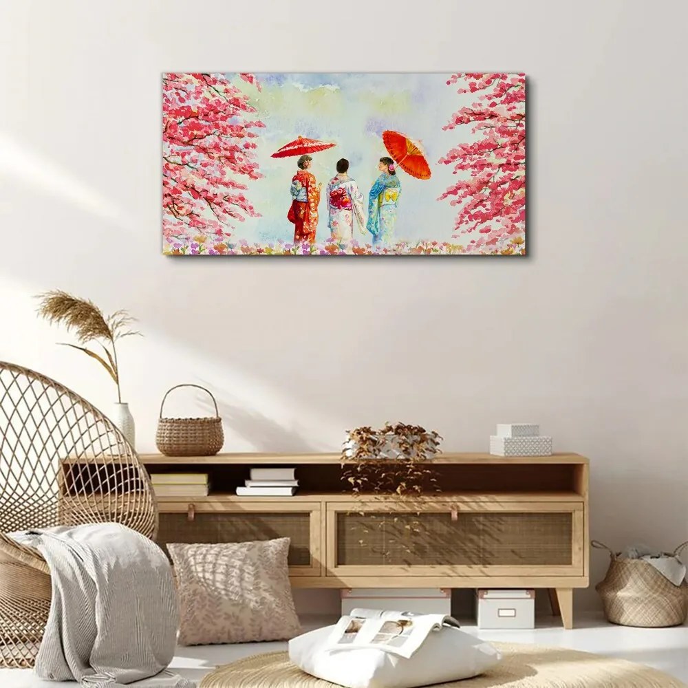 Tablou canvas flori de copac acuarelă