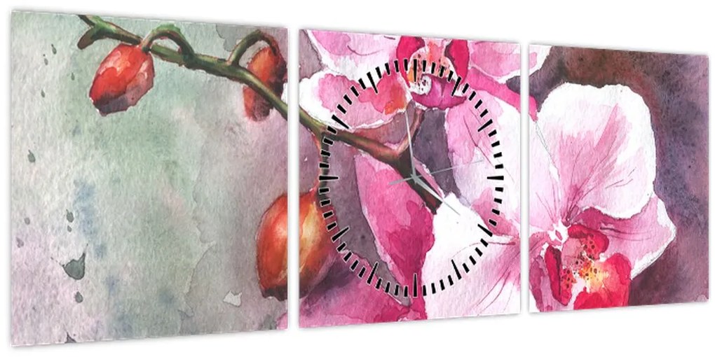 Tablou - Orhidee, acvariu (cu ceas) (90x30 cm)