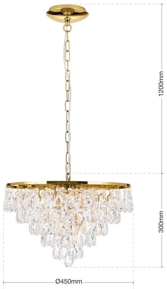 Lustra suspendata cristal K9 design elegant CELESTE D-45 auriu