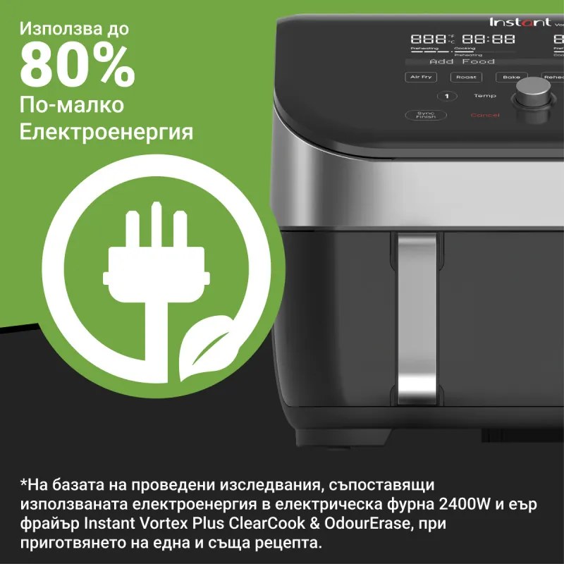 Friteuza cu aer cald Instant Pot Vortex Plus VersaZone ClearCook 140410001, 2 zone, 1700W, 8.5L, 6 programe, SyncCook, SyncFinish, Negru/Gri