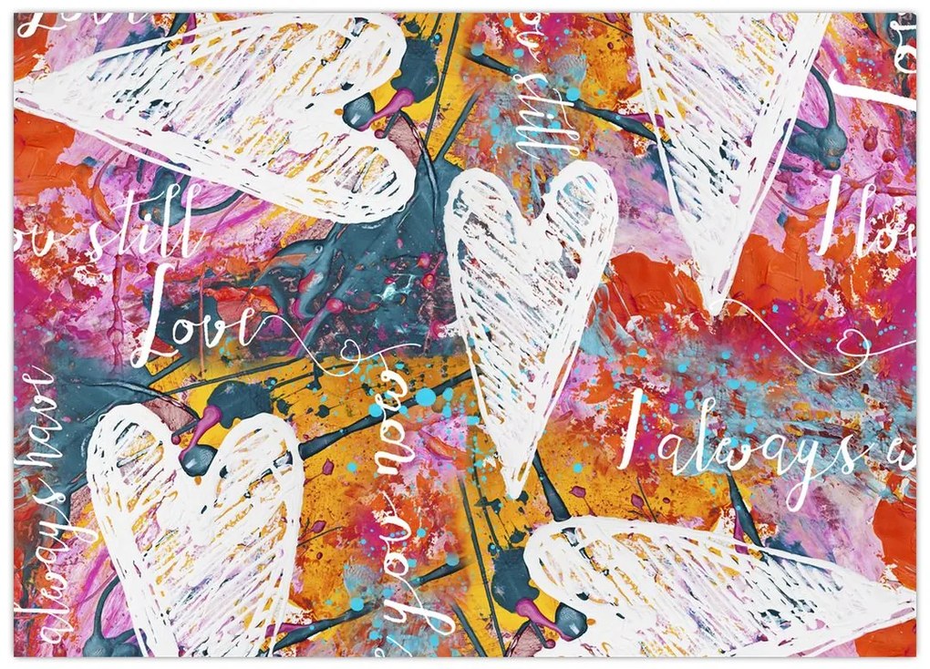 Tablou pe sticlă - Inima pe un fundal abstract (70x50 cm)