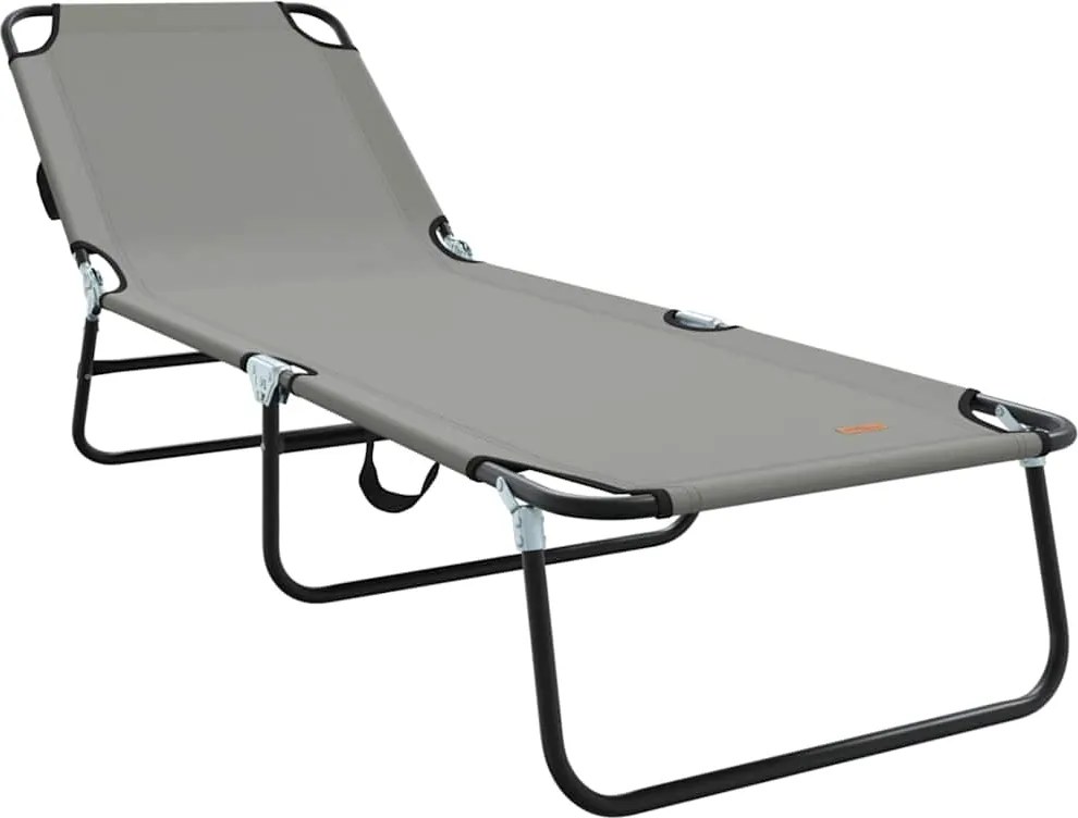 vidaXL Șezlong pliabil Gri 188 x 57 x 86,5 cm Poliester