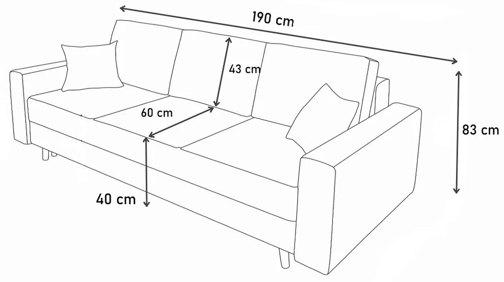 Supermobel Canapea extensibilă AMAZA, 190x83x82, sawana 16