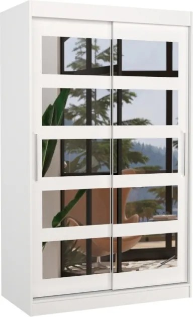 Dulap cu usi glisante si oglinda 120x200 cm, Salem, ADRK Furniture (Culoare: Negru)