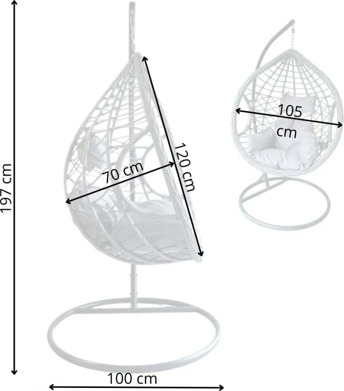 Scaun suspendat gri cu suport pentru picioare DOMINIKANA WAVES