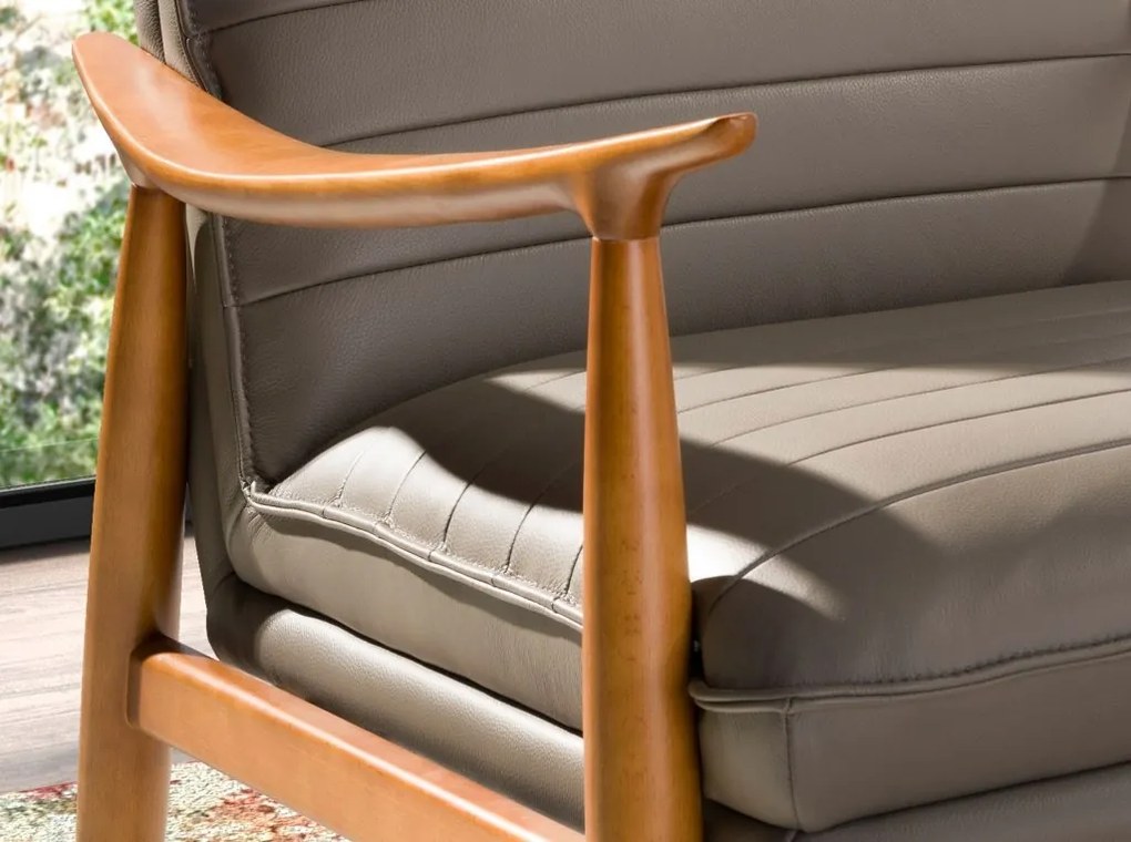 Fotoliu design LUX cu tapiterie din piele Dark grey