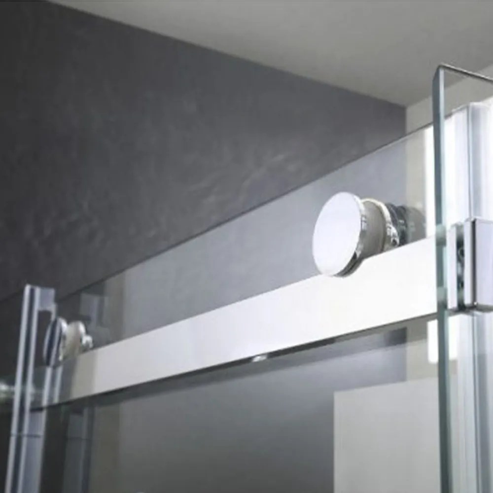 Cabină de duș asimetrică pătrată Vincenzo cu finisaj Easy Clean, fără cădiță de duș