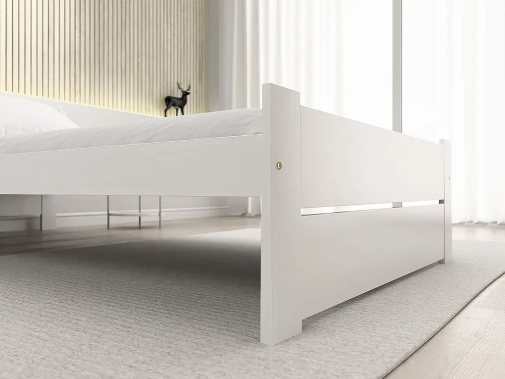 Pat de o persoana Culoare alb, IKAROS DOUBLE 90 x 200 cm Saltele: Cu saltele Somnia 18 cm, Somiera pat: Cu lamele curbate