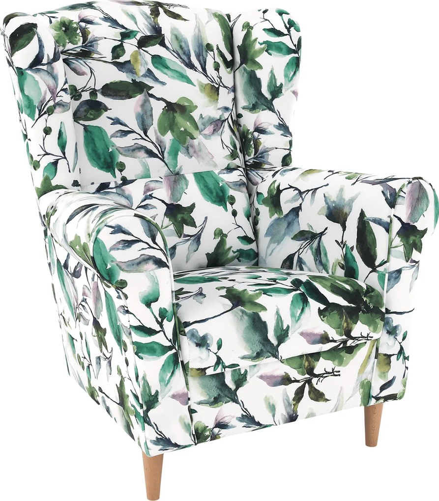 Fotoliu, material textil model frunze verzi, CHARLOT