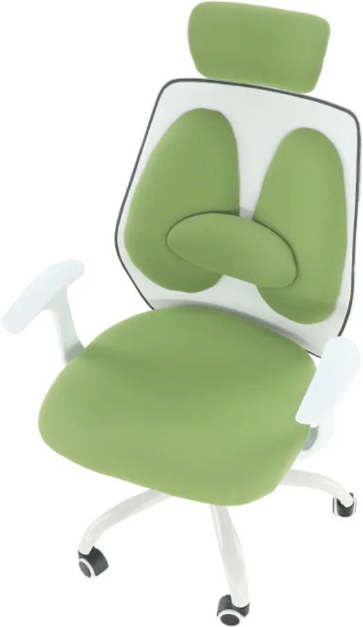 Scaun birou cu tetieră, verde/alb, BENNO UT-C568X NEW