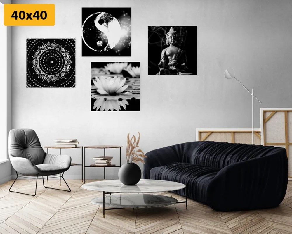 Set tablouri Feng Shui în design alb-negru