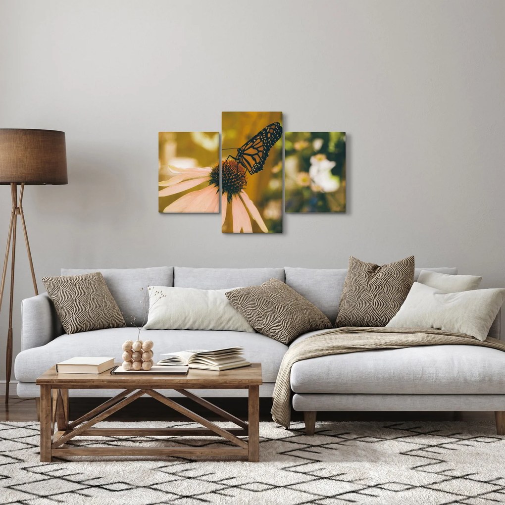 Tablou cu fluture pe floare (90x60 cm)
