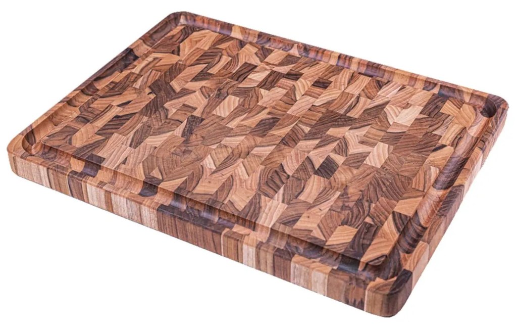 Tocator profesional din lemn de tec, mozaic 45x34x3 cm Churrasco Tramontina, fabricat in Brazilia 13998050