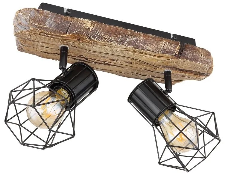 Aplica de perete / tavan cu 2 spoturi design industrial PRISKA negru
