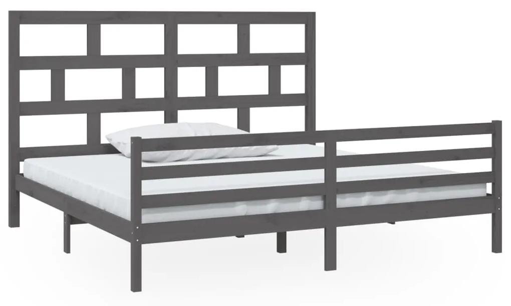 3101305 vidaXL Cadru de pat, gri , 200x200 cm, lemn masiv de pin
