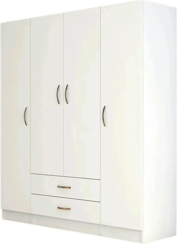 Dulap GRD0601, alb, PAL melaminat, cu 4 usi si 2 sertare, 160x47x182 c