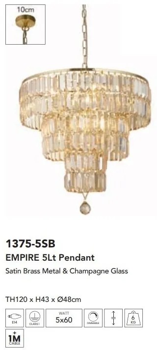 Candelabru cristal design elegant Empire 5L