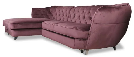 Coltar Extensibil Cu Lada Depozitare Retro, Stanga, Mov, 302 X 188 Cm