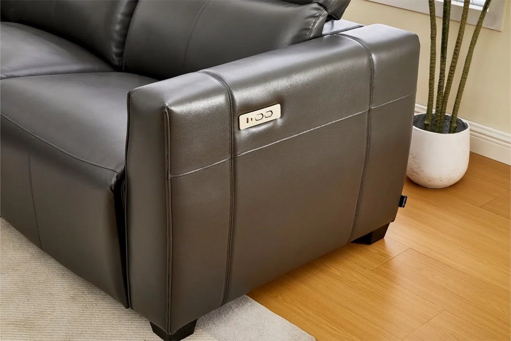 Coltar dumonde cu 2 reclinere electrice, tetiere reglabile, incarcare wireless, suport pahare Valen 334x83cm