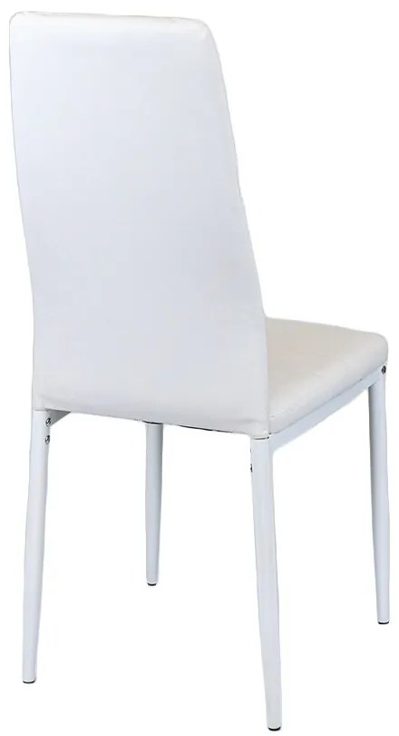 Scaun de masă Tino NOVA, piele textilă albă + metal - alb
