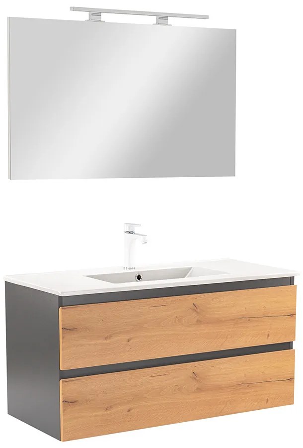 Mobilier complet de baie Vario Forte 100 antracit-stejar