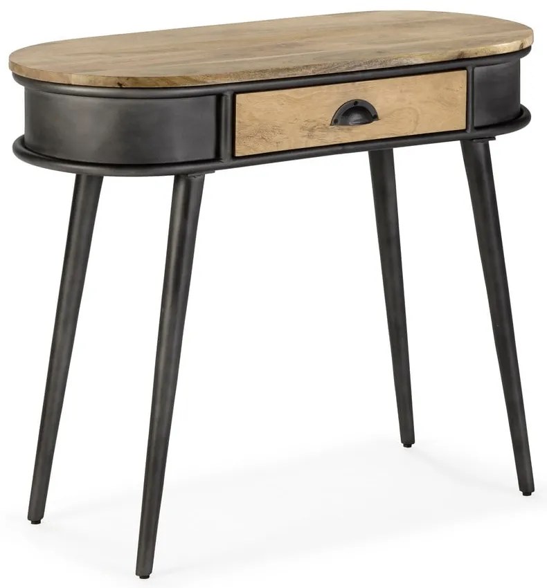 Masă consolă neagră/în culoare naturală 38x90 cm Delhi – MOME