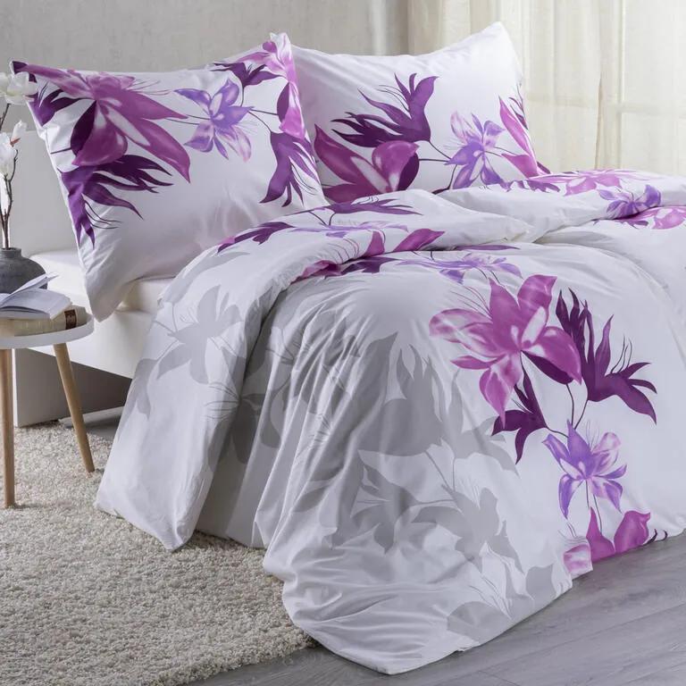 Lenjerie de pat din bumbac NELA, violet lungime standard