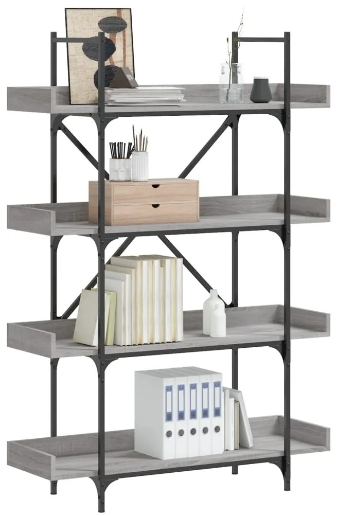 vidaXL Bibliotecă 4 niveluri gri sonoma 100x33x145,5 cm lemn prelucrat